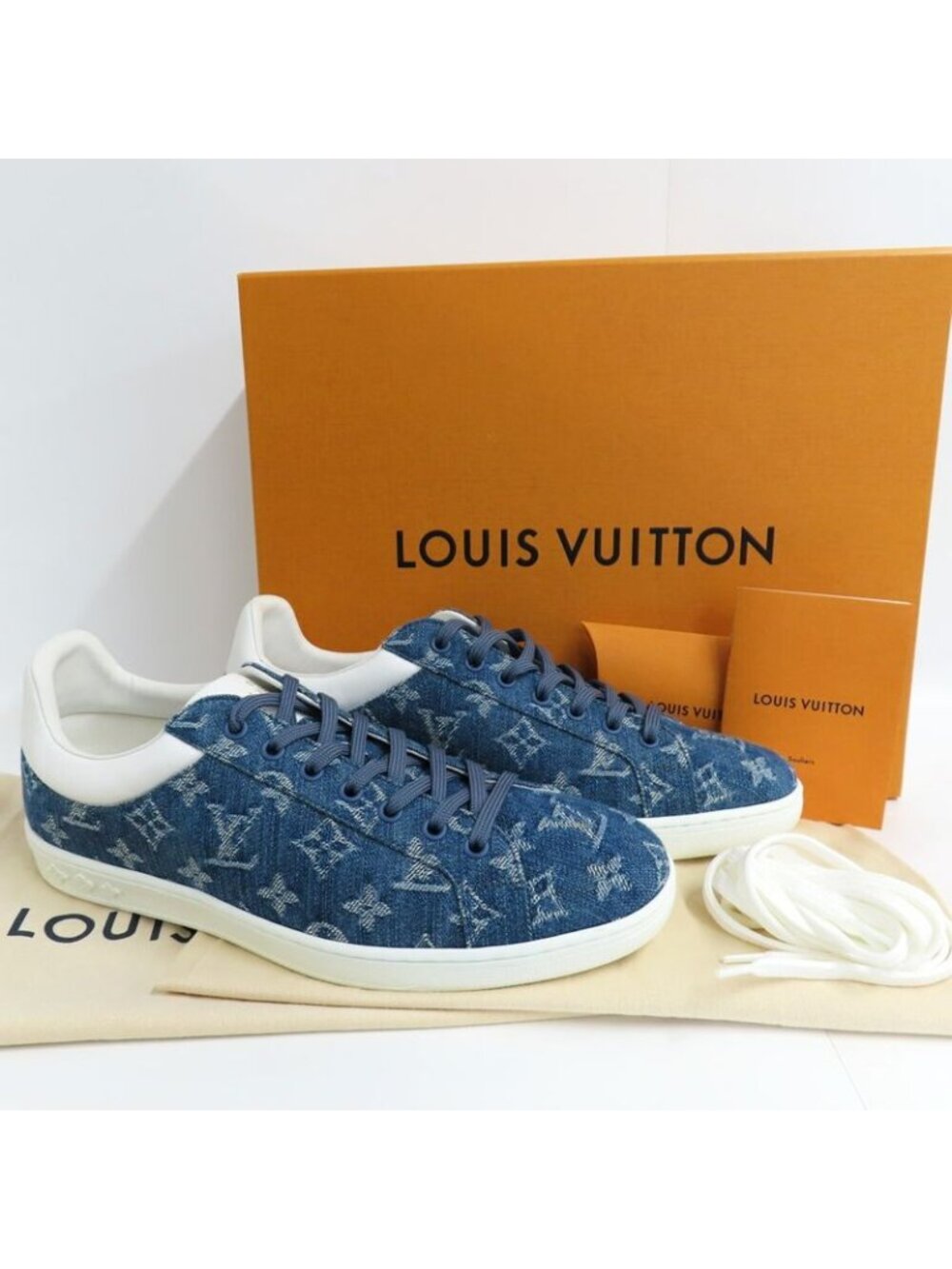 Louis Vuitton Luxembourg Line Sneakers Monogram Denim 8 Blue White - Picture 10 of 10